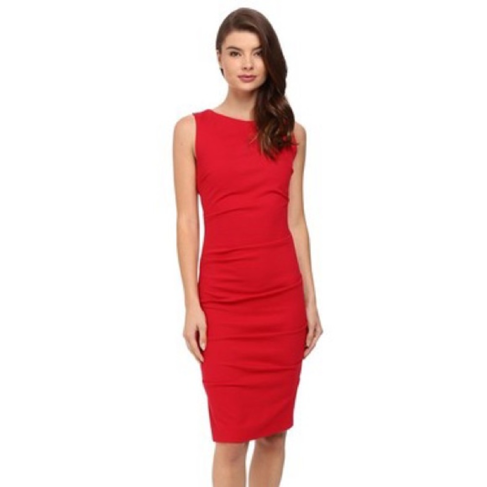 Nicole Miller Stretch Linen Lauren Sleeveless Bright Red Sheath Dress BG0736 2